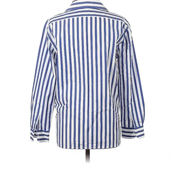 RALPH LAUREN Purple Label collection Blue White Striped Cotton Shirt Sz US 4 - Picture 3 of 6